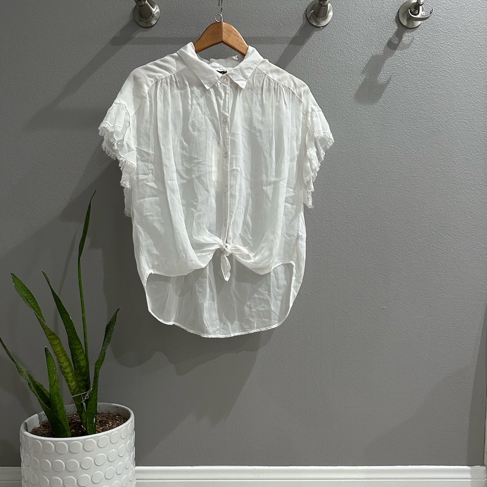 Maven West White Tie-Front Blouse